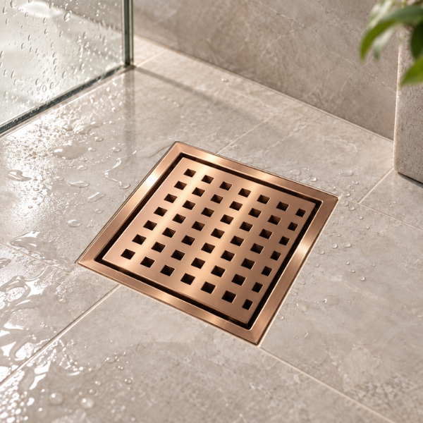 Saniware SUS304 150x150mm Square Hole Floor Grating Anti-Odor Anti-Pest Stainless Steel Bathroom Floor Trap Drain – Stainless Steel / Gold / Rose Gold