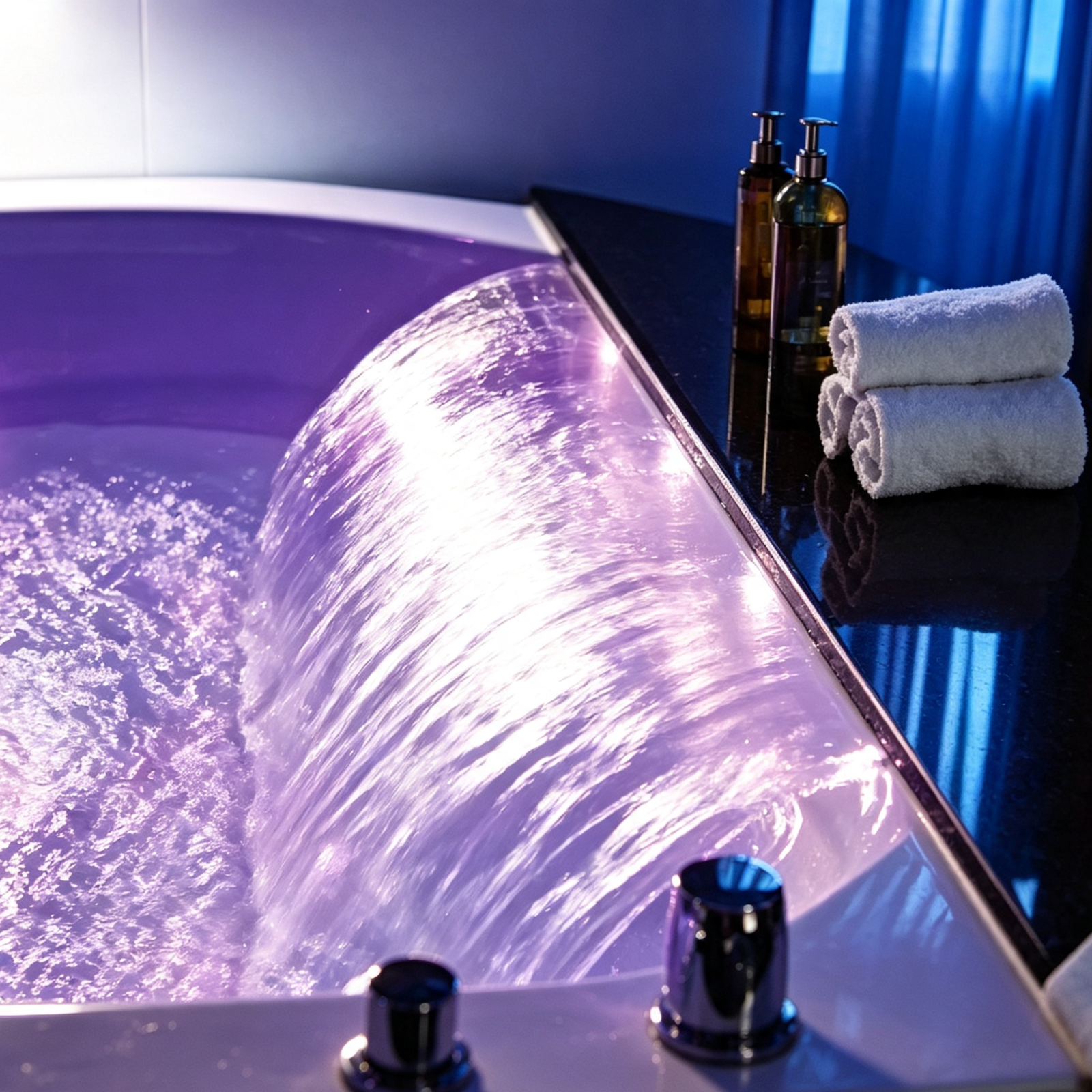 Eurano ERN 11654W Luxury 6-Person Whirlpool Bathtub (1700×1700×830mm) LED Hydrotherapy Massage Spa Tub with Air Jets, Waterfall & Digital Control