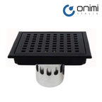 Onimi FT154-150-BL 150 x 150mm Matt Black Square Grid Stainless Steel Floor Trap