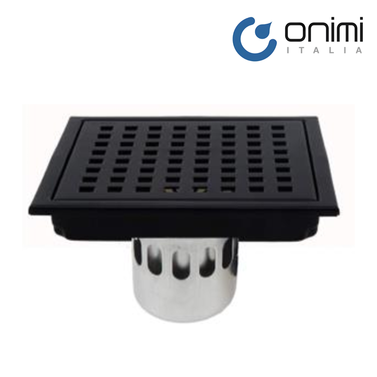 Onimi FT154-150-BL 150 x 150mm Matt Black Square Grid Stainless Steel Floor Trap