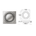 SWFG SUS304 Stainless Steel 150x150mm Bathroom Floor Grating Floor Trap Drain Cover Shower Waste Grate – 4 Designs / Washing Machine Outlet Option