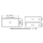Cavarro Levanzo CL301810 760 × 459mm White Fireclay Rectangular Single Bowl Kitchen Sink Flush Mount or Undermount Ideal for Family Kitchens and Utility Rooms