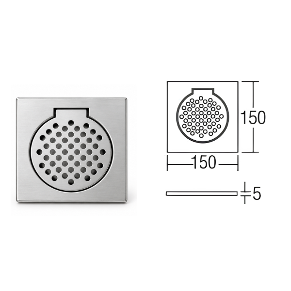 Saniware SUS304 Stainless Steel 150x150mm Bathroom Floor Grating Floor Trap Drain Cover Shower Waste Grate – 4 Designs / Washing Machine Outlet Option