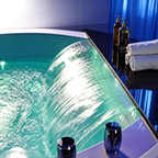 Eurano ERN 11654W Luxury 6-Person Whirlpool Bathtub (1700×1700×830mm) LED Hydrotherapy Massage Spa Tub with Air Jets, Waterfall & Digital Control