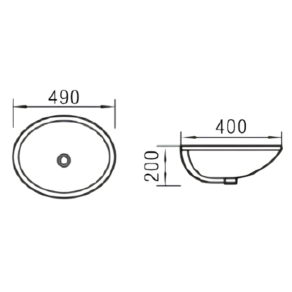Saniware WB-307 490mm Ceramic White Under Counter Basin Sinki Tandas Bilik Mandi For Bathroom Vanity, Kitchen & Commercial Use