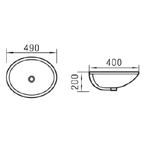 Saniware WB-307 490mm Ceramic White Under Counter Basin Sinki Tandas Bilik Mandi For Bathroom Vanity, Kitchen & Commercial Use