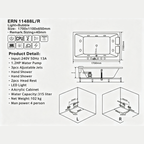 Eurano ERN 11488L/R (1100×650mm) LED Hydrotherapy Massage Spa Tub with Air Jets & Digital Control