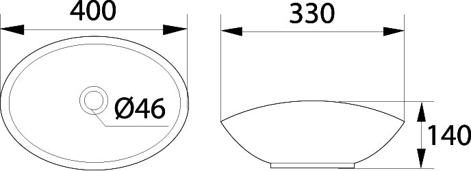 DOCASA 260A 400mm Ceramic White Counter Top Basin Sinki Tandas Bilik Mandi For Bathroom,Dining Area, And Outdoor Murah