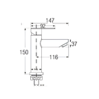 Saniware SWP-SS-304-58 304 Stainless Steel Basin Pillar Tap Brushed Silver Suitable for Countertop basins, medium-height vessel sinks, modern vanity units