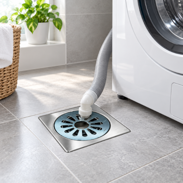 SWFG SUS304 Stainless Steel 150x150mm Bathroom Floor Grating Floor Trap Drain Cover Shower Waste Grate – 4 Designs / Washing Machine Outlet Option