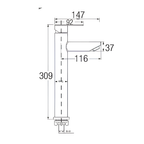 Saniware SWP-SS-304-59 304 Stainless Steel Tall Basin Pillar Tap Brushed Silver Suitable for High vessel basins, thick countertop basins, luxury bathroom setups