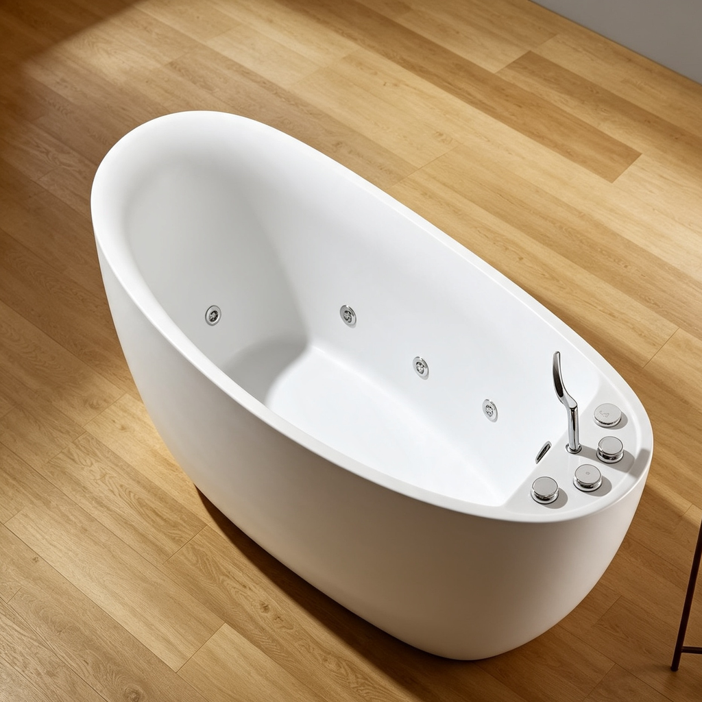 Eurano 11301 Luxury 2-Person Whirlpool Bathtub (1600×800×660mm) LED Hydrotherapy Massage Spa Tub with Air Jets & Digital Control
