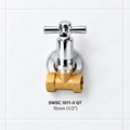 Saniware Brass Stopcock Valve Wall Mounted Water Shut Off Valve 15mm 20mm 25mm (1/2" 3/4" 1") Chrome Handle Isolation Valve