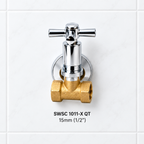Saniware Brass Stopcock Valve Wall Mounted Water Shut Off Valve 15mm 20mm 25mm (1/2" 3/4" 1") Chrome Handle Isolation Valve