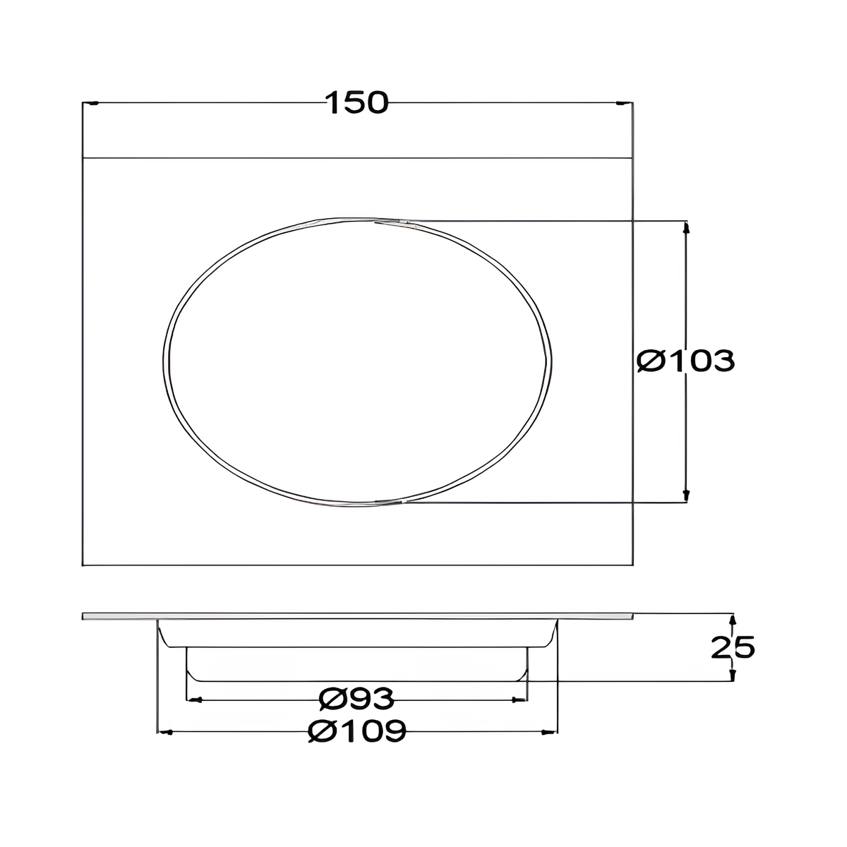 Onimi FT113-6 150 x 150mm Matt Silver SUS304 Stainless Steel Floor Grating