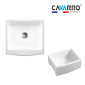 Cavarro Levanzo CF241910 605 × 480mm White Fireclay Curved Apron Front Single Bowl Kitchen Sink Flush Mount or Undermount Ideal for Farmhouse Kitchens and Utility Rooms