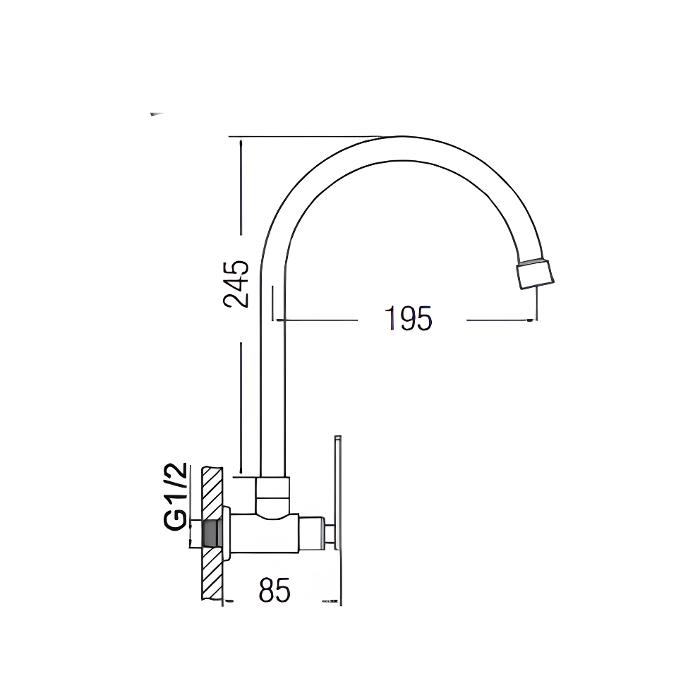 Saniware SWS-304-2864 304 Stainless Steel Kitchen Wall Sink Tap Brushed Silver Suitable for Medium-sized kitchen sinks, modern kitchen renovations, home & small commercial use