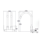 Saniware SWP-BR-3362 Chrome Double Spout Kitchen Wall Sink Tap Suitable for: Kitchen Sinks, Utility Areas and Washing Points Requiring Two Outlets
