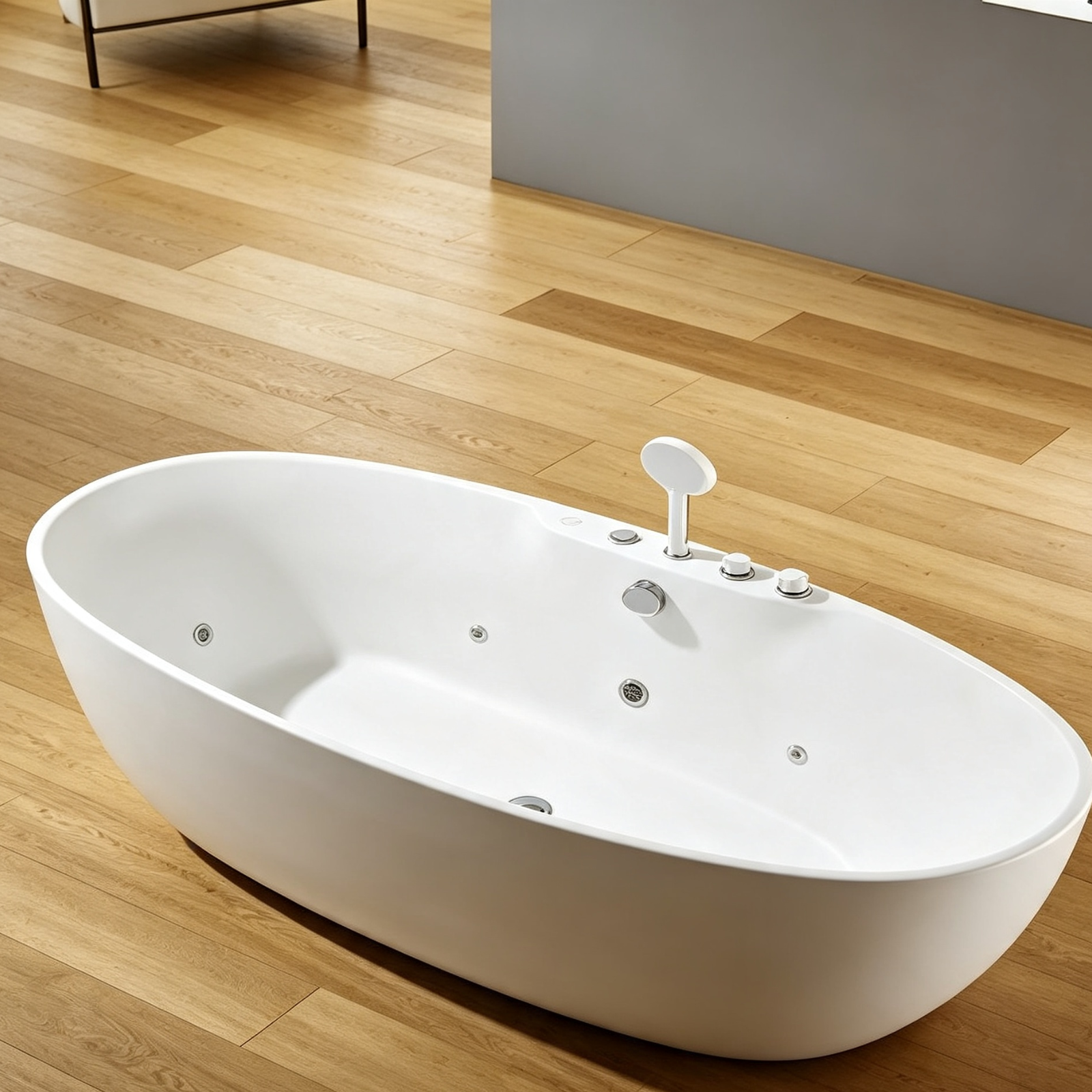 Eurano ERN 11302 Luxury 2-Person Whirlpool Bathtub (1600×800×660mm) LED Hydrotherapy Massage Spa Tub with Air Jets & Digital Control