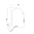 Saniware SWS-304-3964 304 Stainless Steel Kitchen Wall Sink Tap Brushed Silver Suitable for Deep kitchen sinks, large single/double sinks, spacious kitchen layouts