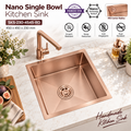 SKS Nano SUS304 Stainless Steel Single Bowl Kitchen Sink 450x450x230mm Handmade R10 Radius Anti-Scratch Sink – Silver / Black / Gold / Rose Gold
