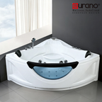 Eurano ERN 11304 Luxury 3-Person Corner Whirlpool Bathtub (1500×1500×650mm) LED Hydrotherapy Massage Spa Tub with Air Jets & Bubble System