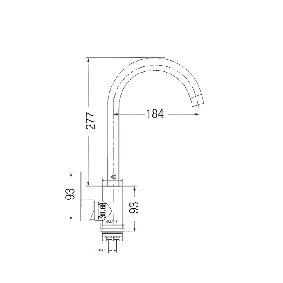 Saniware SWP-SS-304-84 304 Stainless Steel Kitchen Pillar Sink Tap Brushed Silver Suitable for Standard kitchen sinks, residential kitchens, small to medium sink basins