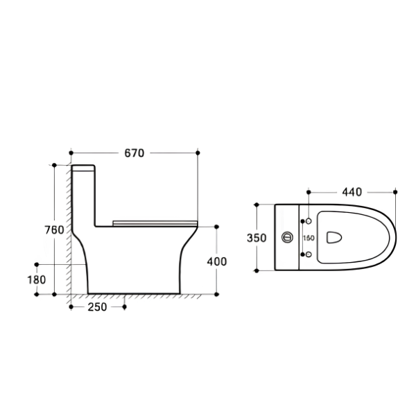 Saniware WC-9393-S250-RG Rose Gold 670mm Ceramic Rose Gold One-Piece Washdown Toilet Sinki Tandas Bilik Mandi S-Trap 250mm Roughing-In For Bathroom Renovation & Luxury Homes