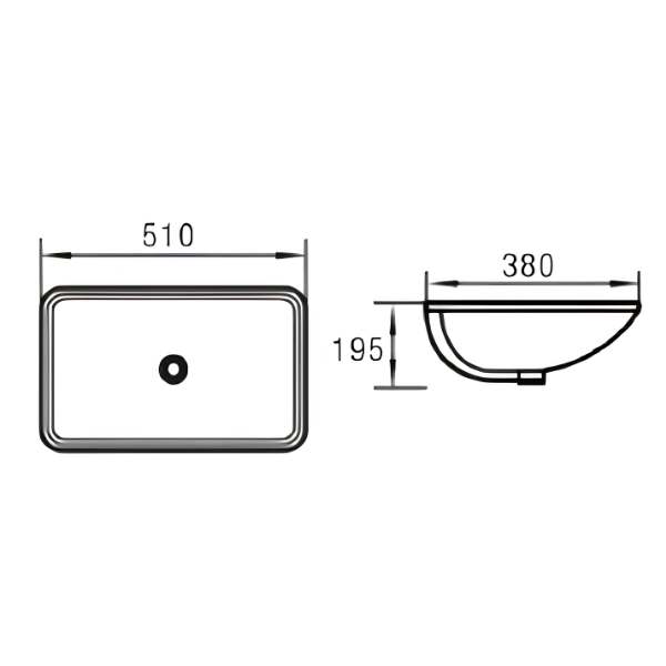 Saniware WB-310 510mm Ceramic White Under Counter Basin Sinki Tandas Bilik Mandi For Bathroom Vanity, Kitchen & Commercial Use