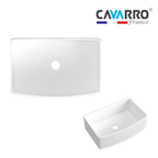 Cavarro Levanzo FG332010A 835 × 508mm White Fireclay Curved Apron Front Single Bowl Kitchen Sink Flush Mount or Undermount Ideal for Family and Farmhouse Kitchens