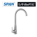Saniware SWP-SS-304-89 304 Stainless Steel Kitchen Pillar Sink Tap Brushed Silver Suitable for Large kitchen sinks, double-basin setups, premium residential & light commercial kitchens