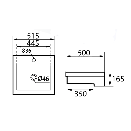DOCASA 281SR 515mm Ceramic White Semi Recesses Basin Sinki Tandas Bilik Mandi Bathroom,Dining Area, And Outdoor Murah