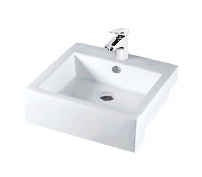 DOCASA 281SR 515mm Ceramic White Semi Recesses Basin Sinki Tandas Bilik Mandi Bathroom,Dining Area, And Outdoor Murah