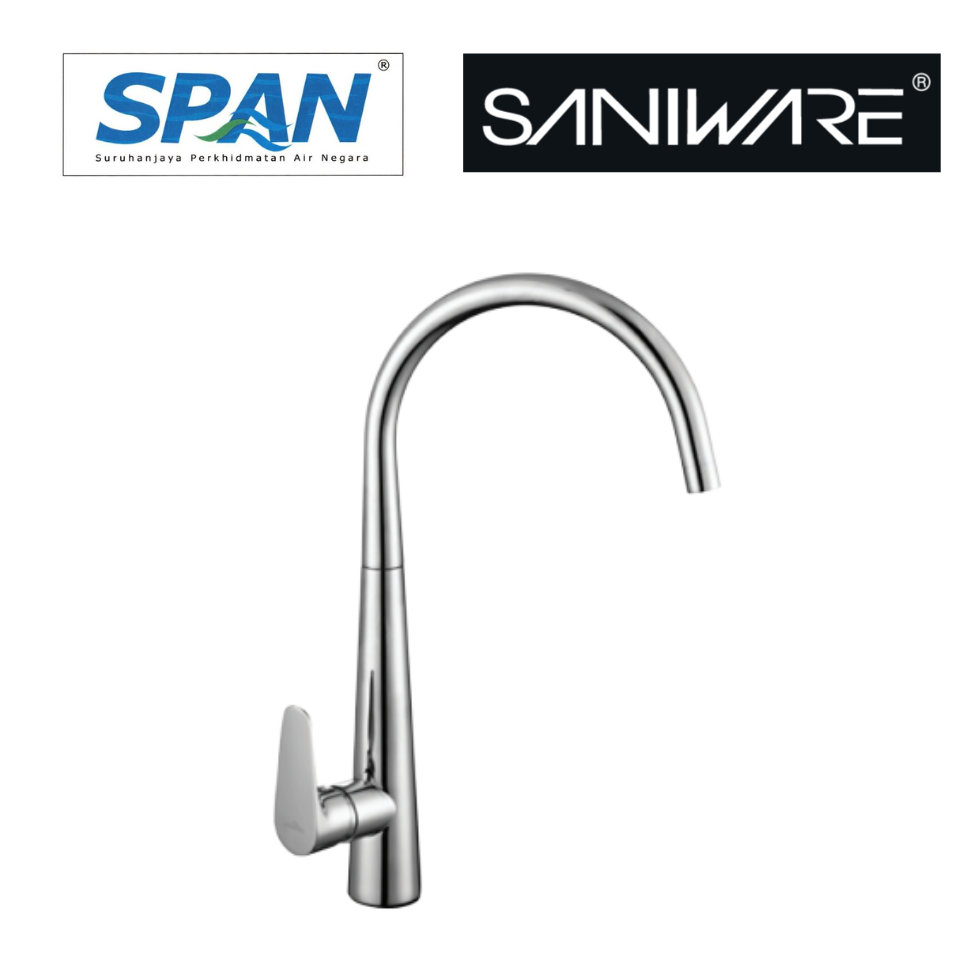 Saniware SWP-SS-B-215 Brass Kitchen Pillar Sink Tap Premium Finish Suitable for Luxury kitchen renovations, premium residential spaces, high-end commercial projects