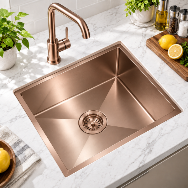 Saniware Nano Stainless Steel Single Bowl Kitchen Sink 600x450x230mm Handmade R10 Deep Bowl Sink – Silver / Black / Gold / Rose Gold / Gun Metal