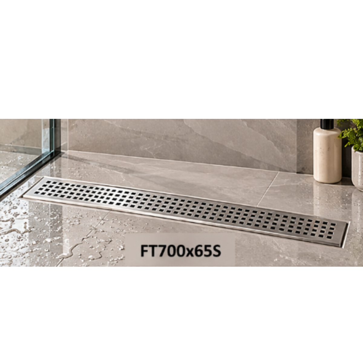 Onimi SUS304 Stainless Steel Long Floor Drain 65mm – Matt Silver | 600mm / 700mm / 900mm / 1000mm / 1200mm