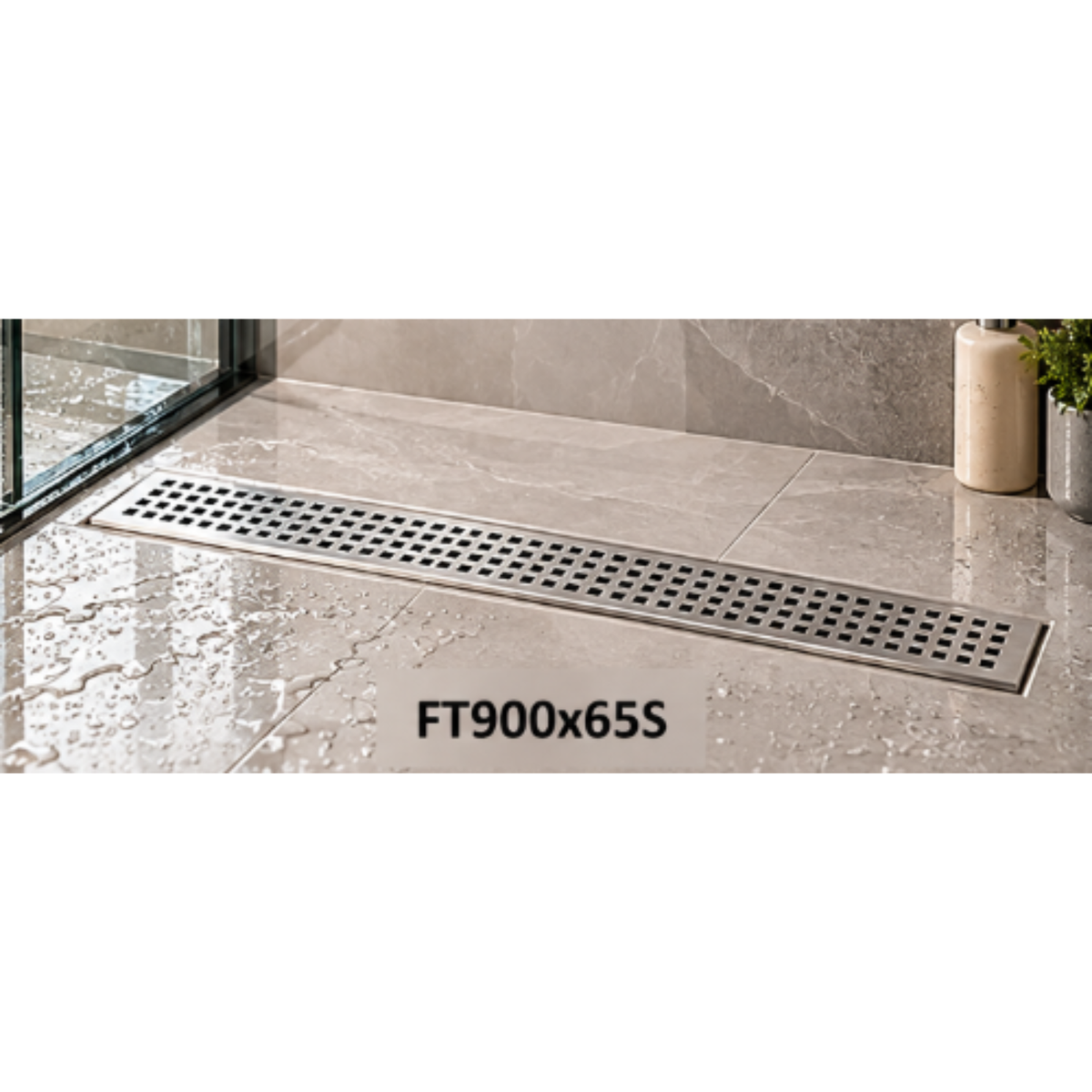 Onimi SUS304 Stainless Steel Long Floor Drain 65mm – Matt Silver | 600mm / 700mm / 900mm / 1000mm / 1200mm