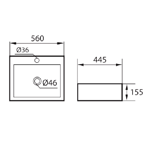 DOCASA 284 560mm Ceramic Counter Top Wall Hung Basin Sinki Tandas Bilik Mandi For Bathroom, Dining Area, And Outdoor