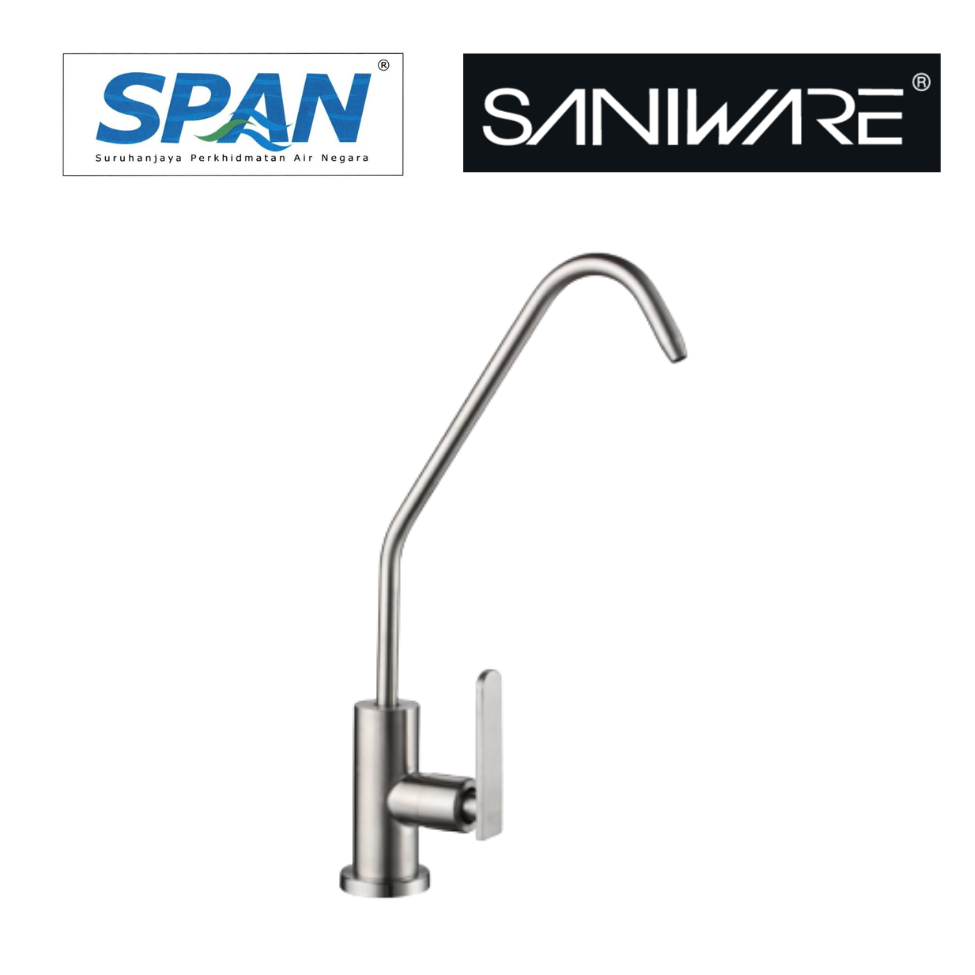 Saniware SWP-SS-3390 304 Stainless Steel Filter Tap Brushed Silver Suitable for Under-sink water filters, drinking water systems, kitchen water filtration setups