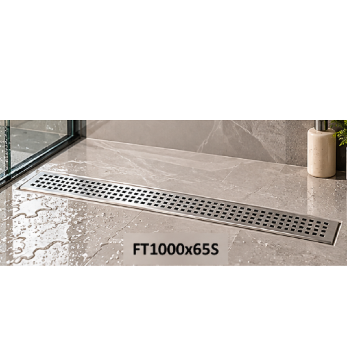 Onimi SUS304 Stainless Steel Long Floor Drain 65mm – Matt Silver | 600mm / 700mm / 900mm / 1000mm / 1200mm
