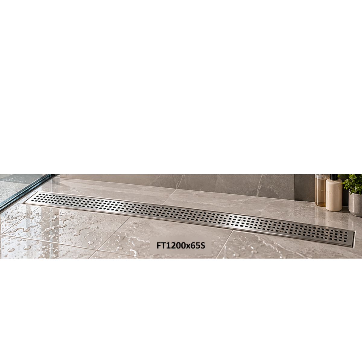 Onimi SUS304 Stainless Steel Long Floor Drain 65mm – Matt Silver | 600mm / 700mm / 900mm / 1000mm / 1200mm