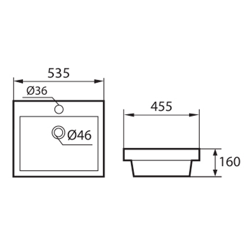 DOCASA 286 535mm Ceramic White Counter Top Basin Sinki Tandas Bilik Mandi For Bathroom,Dining Area, And Outdoor Murah