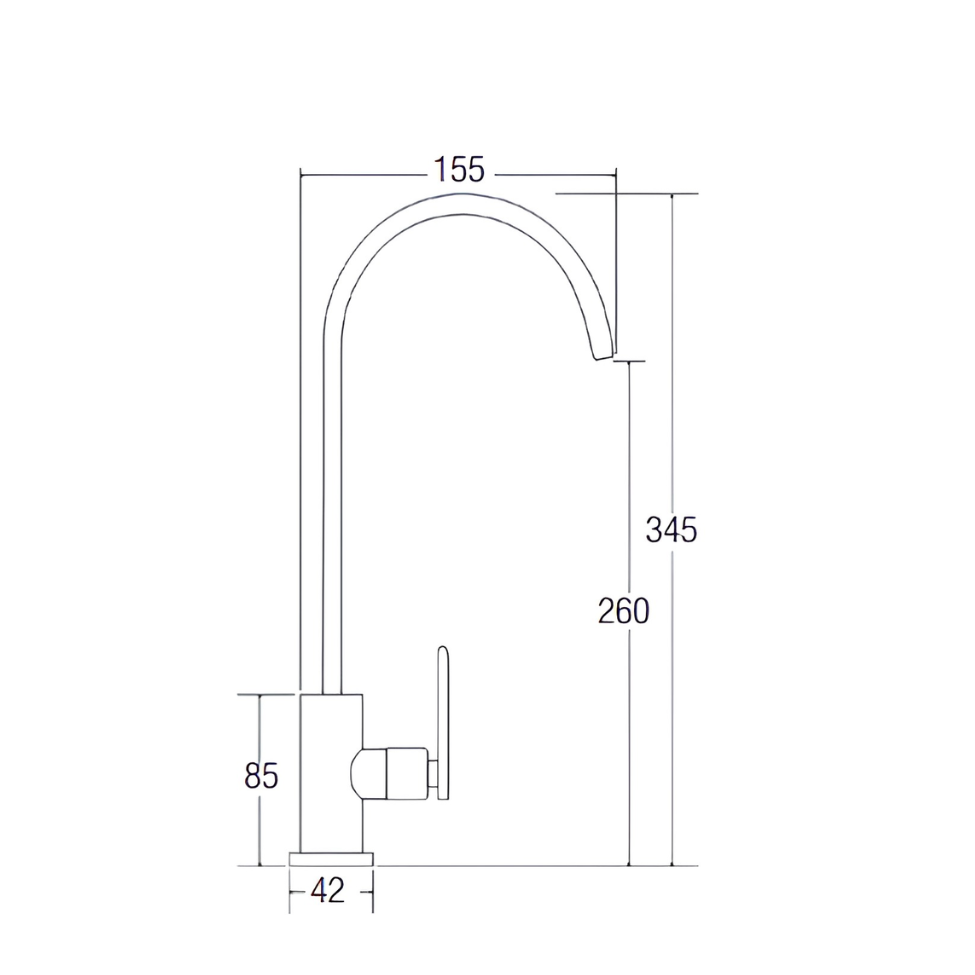 Saniware SWP-SS-3391 304 Stainless Steel Filter Tap Brushed Silver Suitable for Tall under-sink filters, countertop filters, kitchen drinking water outlets