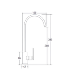 Saniware SWP-SS-3391 304 Stainless Steel Filter Tap Brushed Silver Suitable for Tall under-sink filters, countertop filters, kitchen drinking water outlets