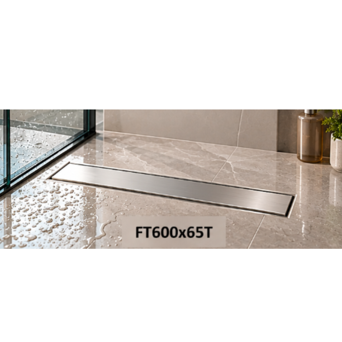 Onimi SUS304 Stainless Steel T-Tray Long Floor Drain 65mm – Matt Silver | 600mm / 700mm / 900mm / 1000mm / 1200mm