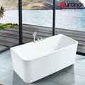Eurano ERN 12016 Luxury 2-Person Freestanding Bathtub (1500×750×580mm) Glossy White Acrylic Soaking Tub with Hand Shower, Bath Spout, and Mixer Faucet