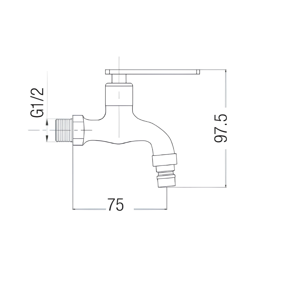 Saniware SWP-SS-304-67 304 Stainless Steel Wall Bib Tap with 1/2" Connector Brushed Silver Suitable for Outdoor areas, gardens, laundry spaces, balconies, general water supply points