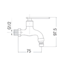 Saniware SWP-SS-304-67 304 Stainless Steel Wall Bib Tap with 1/2" Connector Brushed Silver Suitable for Outdoor areas, gardens, laundry spaces, balconies, general water supply points