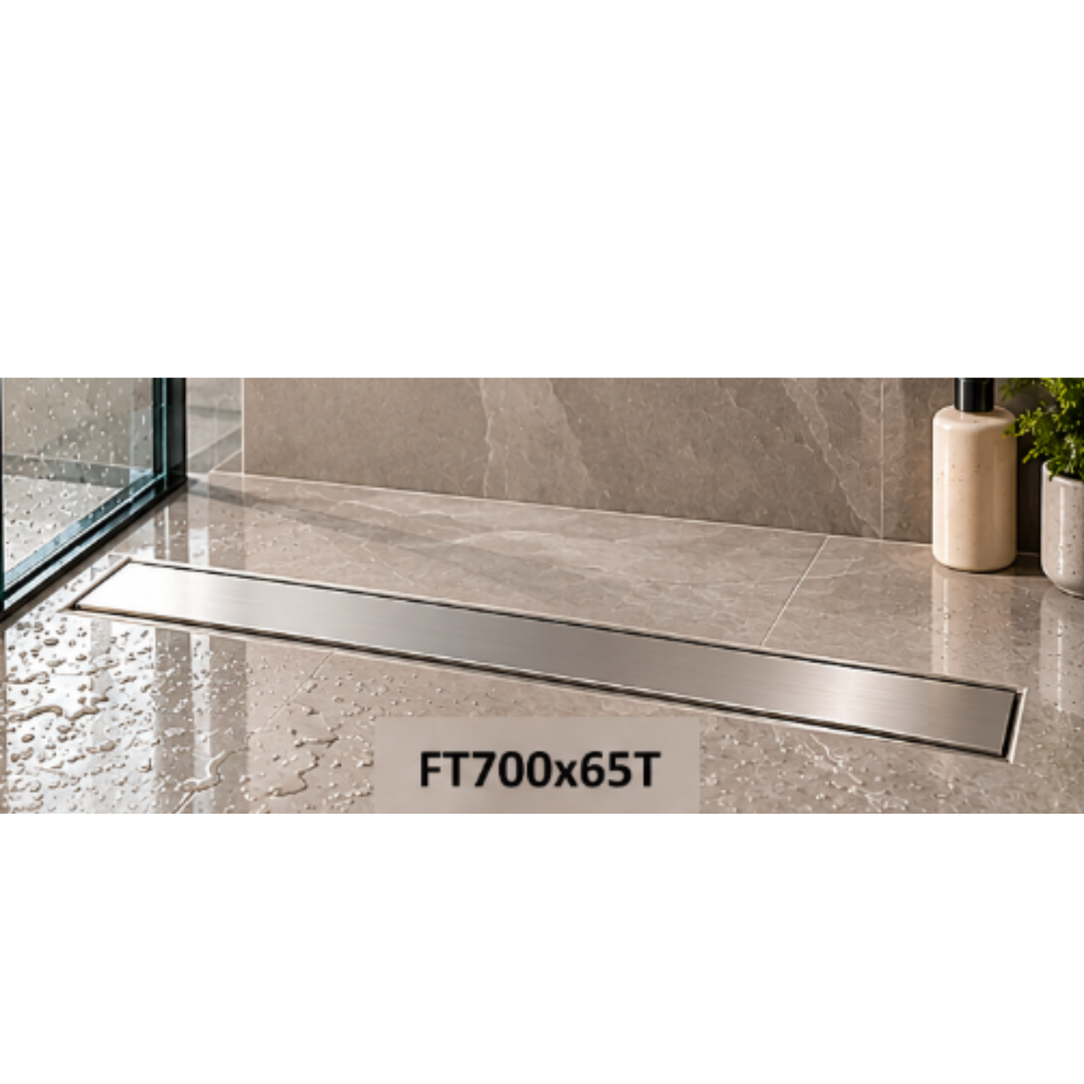Onimi SUS304 Stainless Steel T-Tray Long Floor Drain 65mm – Matt Silver | 600mm / 700mm / 900mm / 1000mm / 1200mm