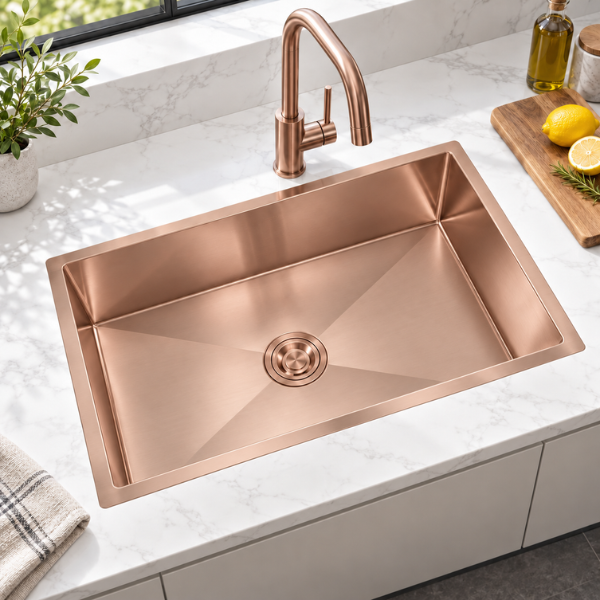 Saniware Nano Stainless Steel Single Bowl Kitchen Sink 760x450x230mm Handmade Deep Bowl Sink – Silver / Black / Gold / Rose Gold / Gun Metal